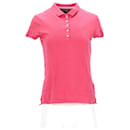 Tommy Hilfiger Damen Slim Fit bedrucktes Poloshirt aus rosa Baumwolle