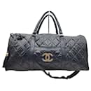 Chanel Diamond Quilted Boston Duffle Travel Weekend Bag