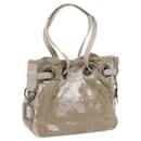 Christian Dior Canage Chain Shoulder Bag Nylon Beige Auth bs10299
