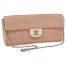 CHANEL Chain Choco Bar line Shoulder Bag Canvas Pink CC Auth 60748A - Chanel