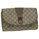 GUCCI GG Canvas Web Sherry Line Clutch Bag PVC Beige Green Red Auth 61258 - Gucci