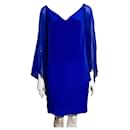 Royal blue silk dress by Machesa Notte with magician sleeves - Marchesa