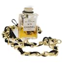 CHANEL Perfume N�‹5 Chain Necklace Clear Gold Tone CC Auth bs10372 - Chanel