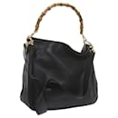 GUCCI Bamboo Hand Bag Leather 2way Black Auth 61244 - Gucci