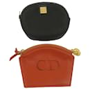 Christian Dior Pouch Nylon Leather 2Set Black Orange Auth bs10418