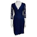 DvF Juliana wrap dress in midnight blue lace - Diane Von Furstenberg