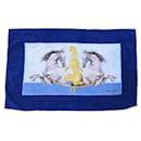 HERMES CHEVAUX BEACH TOWEL BLUE COTTON BATH TOWEL BEACH TOWEL - Hermès