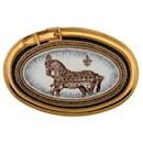 HERMES HORSE PRINT PIN BROOCH GRAND APPARAT GOLD ENAMEL ENAMEL BROOCH - Hermès