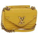 LOUIS VUITTON New Wave Chain Bag PM Shoulder Bag Leather Yellow LV Auth 60852A - Louis Vuitton
