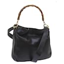 GUCCI Bamboo Shoulder Bag Leather 2way Black 001 1638 2615 auth 60783 - Gucci