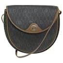 Christian Dior Honeycomb Canvas Shoulder Bag PVC Leather Black Auth am5361