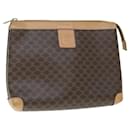CELINE Macadam Canvas Clutch Bag PVC Leather Brown Auth yk9795 - Céline