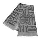 Burberry Gray TB Silk and Wool Scarf