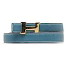 Hermes Blue Constance Reversible Belt - Hermès