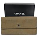 CHANEL Long Wallet Suede Beige CC Auth bs10744 - Chanel