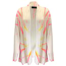 The Elder conditionsman Ivory / Pink Multi Open Front Silk Knit Cardigan Sweater - Autre Marque