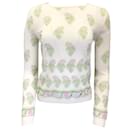 Pull en tricot de cachemire et de soie brodé multi-fleurs ivoire Giambattista Valli - Autre Marque