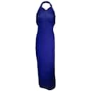 Proenza Schouler Cobalt Blue Twist-Front Crepe Jersey Sleeveless Halter Maxi Dress - Autre Marque
