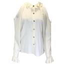 Chanel Ivory CC Logo Blusa de seda com botões e ombros frios - Autre Marque