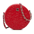 Rote Chanel-Ziegenleder-Kamelien-runde Umhängetasche