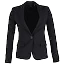 Theory Single-Breasted Blazer in Black Cotton