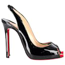 Christian Louboutin Private Number Slingback Pumps in Black Patent Leather 