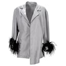 Prada Feather Cuff Blazer Jacket in Grey Silk