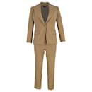 Theory Blazer and Trousers Suit Set in Beige Cotton
