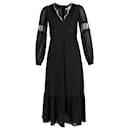 Michael Michael Kors Lace-Trimmed Midi Dress in Black Silk