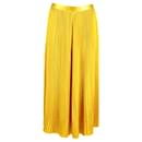 Ulla Johnson Rami Pleated Midi Skirt in Yellow Gold Polyester