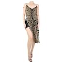 Vestido de seda com estampa de leopardo animal print - tamanho Reino Unido 8 - Saint Laurent