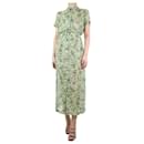 Robe en soie imprimée florale transparente verte - taille UK 12 - Dries Van Noten