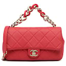 Chanel Red Small Lambskin Elegant Chain Single Flap