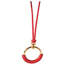 Pendentif Hermès Petite Boucle En Cuir Plaqué Or