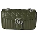 Gucci Forest Green Kalbsleder Aria GG Kleine Marmont-Tasche