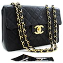 CHANEL Classic Large 13" Flap Chain Shoulder Bag Black Lambskin - Chanel