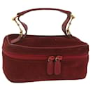 GUCCI Vanity Cosmetic Pouch Suede Red 032 1705 0141 Auth bs10687 - Gucci