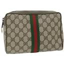 GUCCI GG Supreme Web Sherry Line Clutch Bag Beige Rot Grün 63 01 012 Auth 61993 - Gucci