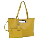 PRADA Tote Bag Leather Yellow Auth 61631 - Prada