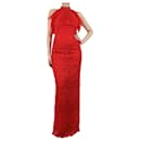 Red lace embroidered maxi dress - size UK 8 - Autre Marque