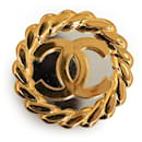 Chanel Gold CC Round Brooch