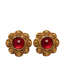 Chanel Red Gripoix Clip On Earrings Metal Earrings in Good condition