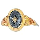 Antiker Ring aus Roségold 18 Karat, besetzt mit einem Onyx und einer Perle. - Autre Marque