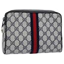 GUCCI GG Supreme Sherry Line Clutch Bag PVC Leather Red Navy 010 378 Auth am5423 - Gucci