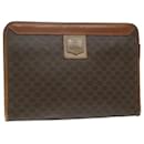 CELINE Macadam Canvas Clutch Bag PVC Leather Brown Auth 61892 - Céline