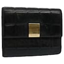 CHANEL Choco Bar Line Wallet Leather Black CC Auth ep2768 - Chanel