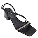 Peserico Black / silver / Gold Monili Beaded Detail Leather Strap Sandals - Autre Marque