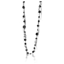 Ruthenium Chanel 2009 Lange CC-Halskette mit schwarzen und violetten Perlen und CC