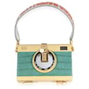 Dolce & Gabbana Kameratasche aus grünem, goldfarbenem Kunstharz mit Prägung