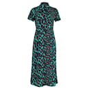 Diane Von Furstenberg Georgia Leopard-Print Shirt Dress in Green Polyester